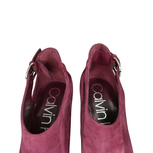 Calvin Klein Shoes Womens 9 Pump Booties Pointed Toe Suede Career Fashion Purple - Picture 5 of 16